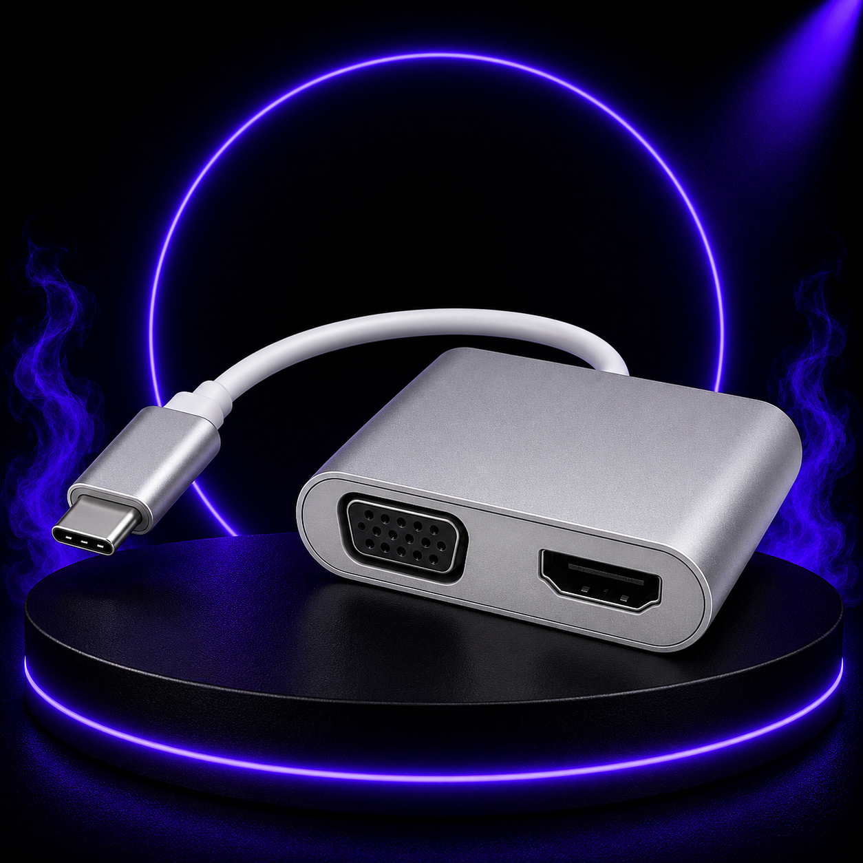 Hub Adaptador Tipo C A Hdmi Y Vga Kq018 1 HUB ADAPTADOR TIPO C A HDMI Y VGA KQ018