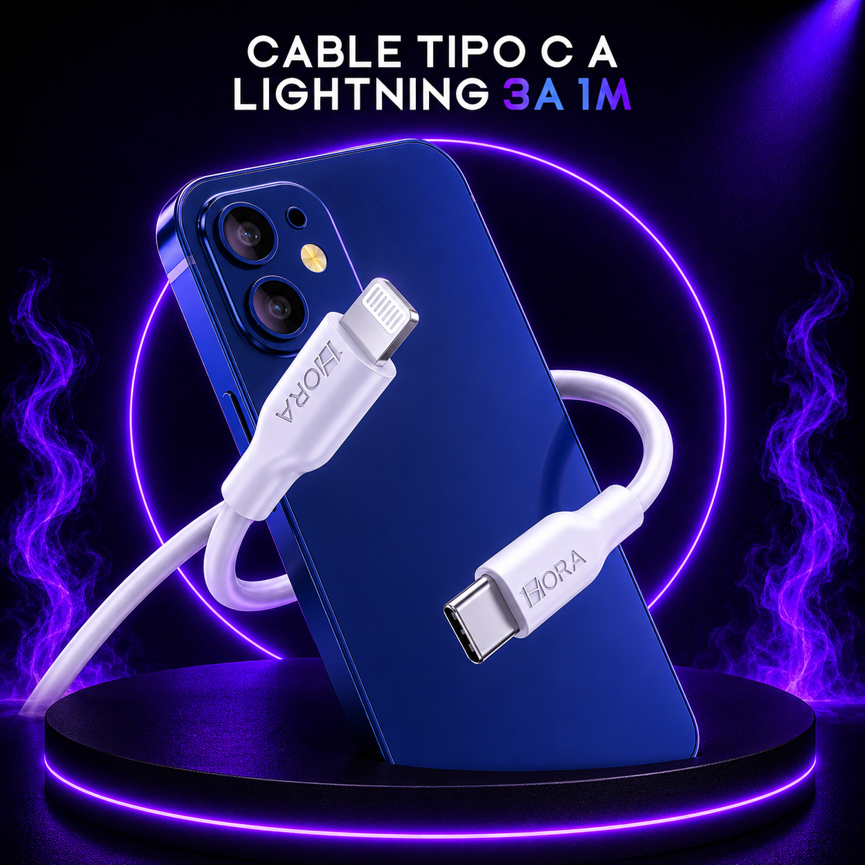 Cable Tipo C Iphone Lightning 3A 1M 1Hora Cab258 1 Cable Tipo C Iphone Lightning 3A 1M 1HORA CAB258